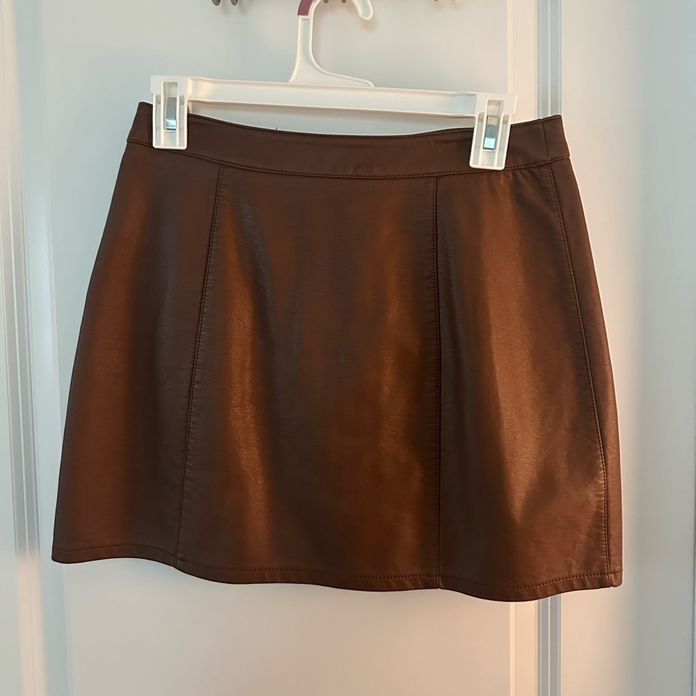 Great Condition Faux Brown Leather Skirt sz. M